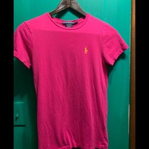 EUC RALPH LAUREN SPORT TEE SMALL PINK ORANGE PONY